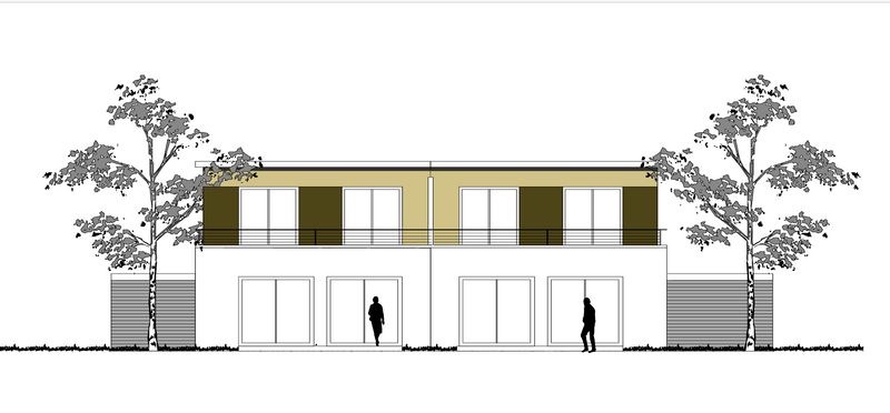 Architekten Flachdach Doppelhaushälfte in Top Lage in Östringen, KfW55 gefördert